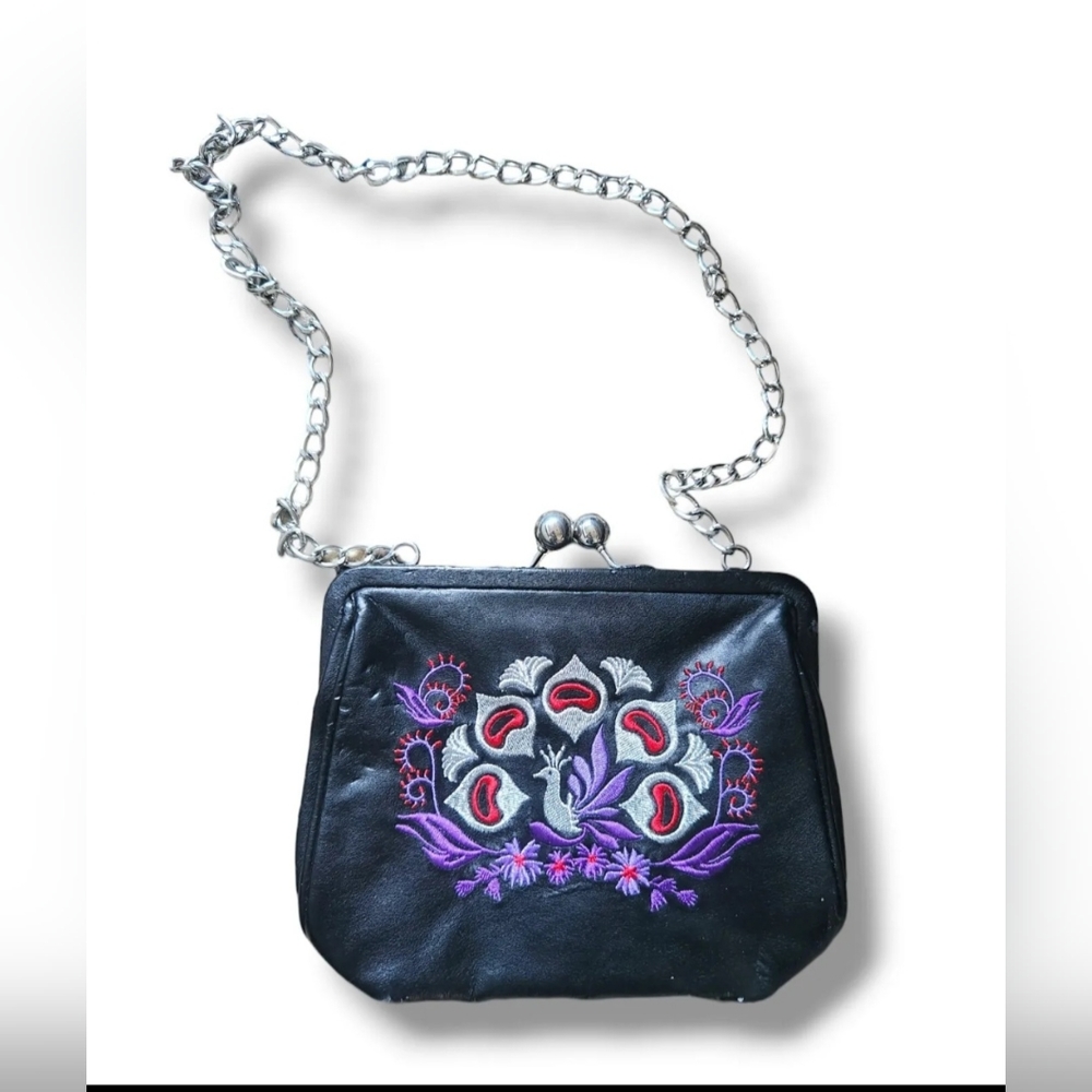 Rare Vintage Anna Sui Peacock Purse with Shoulder Chain